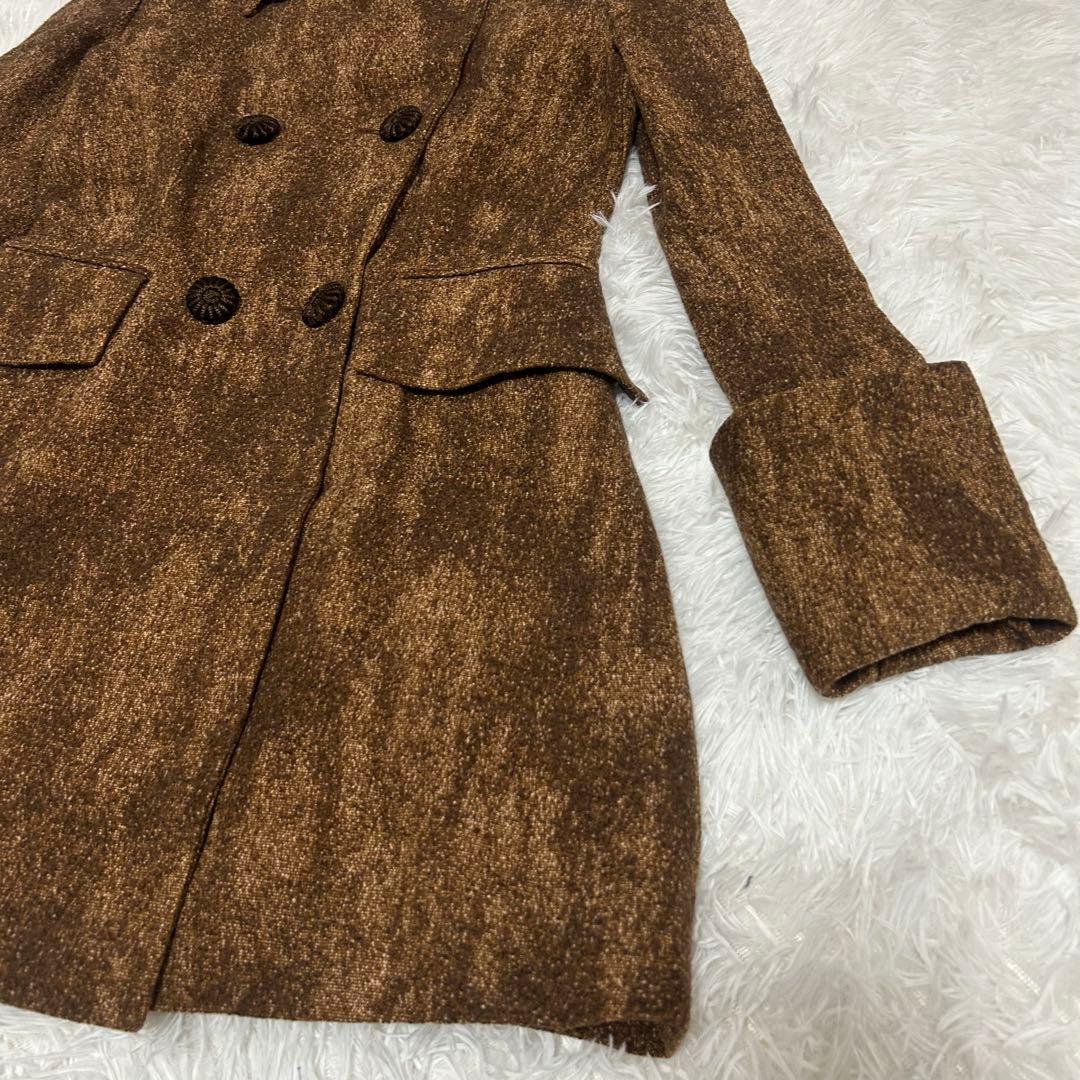 A FERRETTI ウールコート ファー衿 ダブルボタン ブラウン