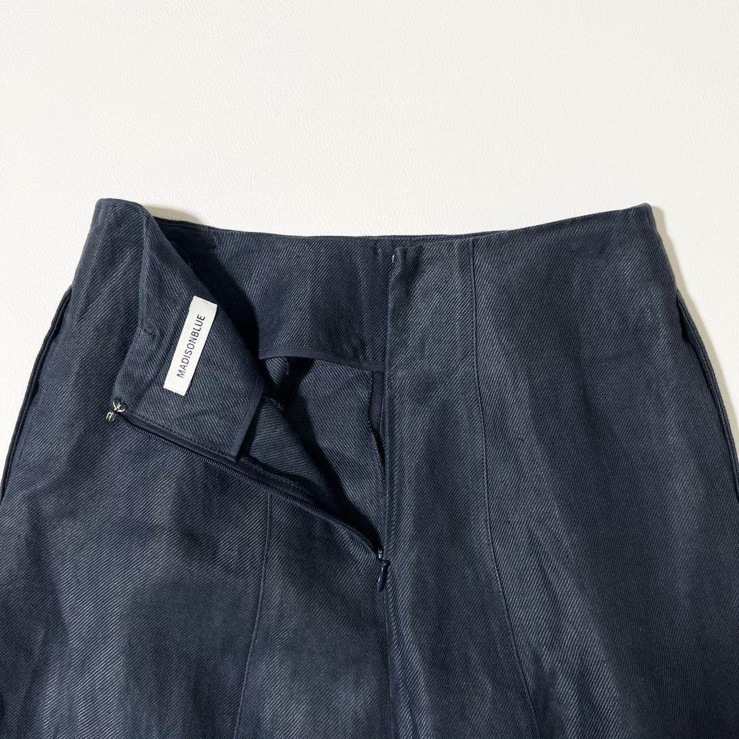 3364【美品】マディソンブルー　ロングスカート リネンスカート フレア 紺