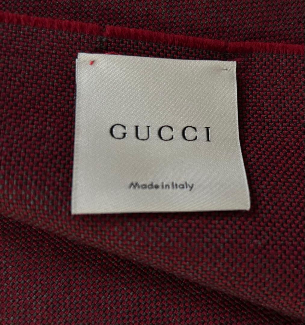 【美品】GUCCI ボルドー &グレー ストール