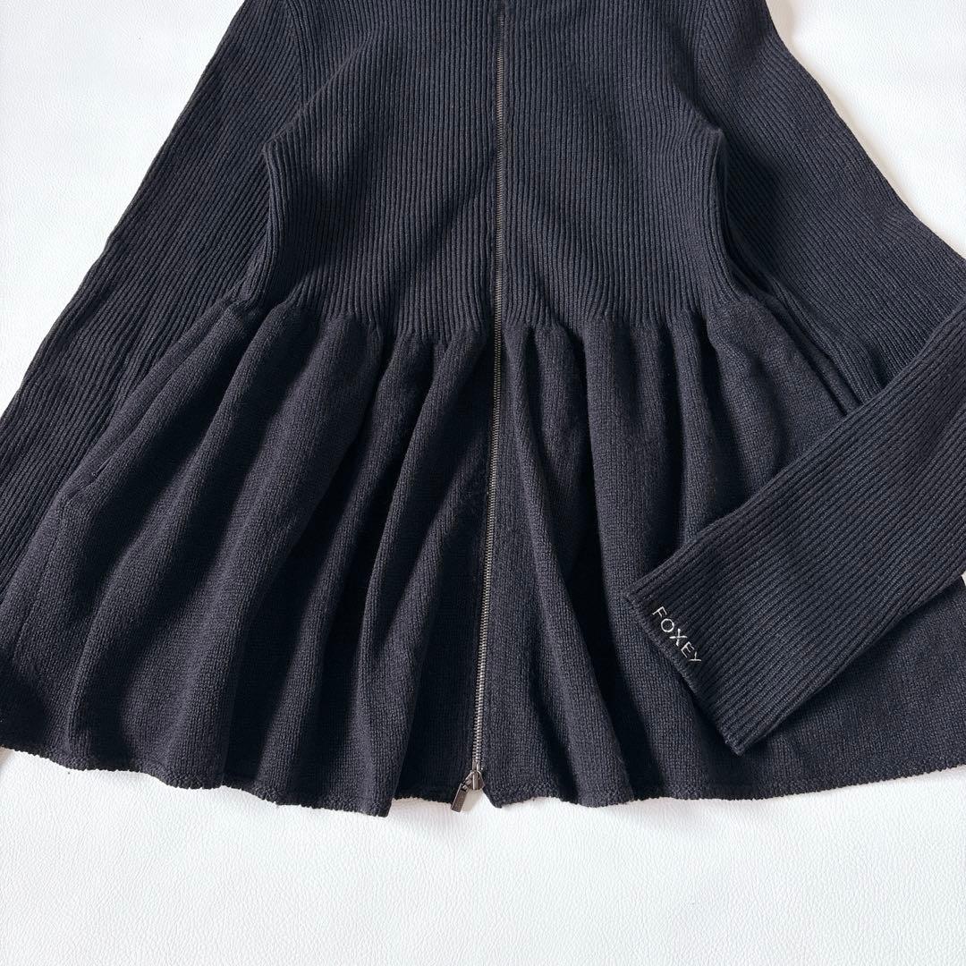 可愛い♡フォクシーニューヨーク RIB KNIT HOODIE ロゴ カシミヤ混