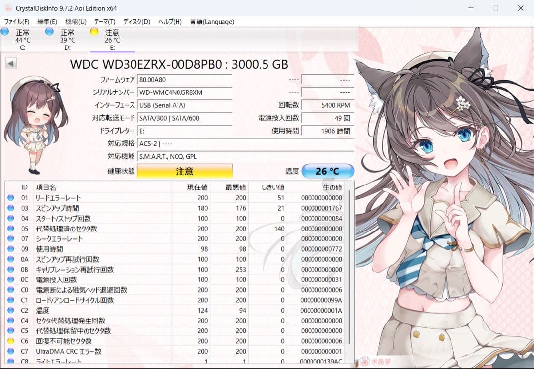 【認識可能】HDD ２個セット　　01 02