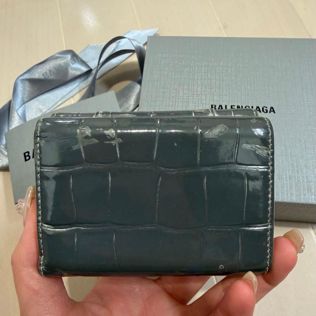 BALENCIAGA 3つ折り財布 クロコ型押し