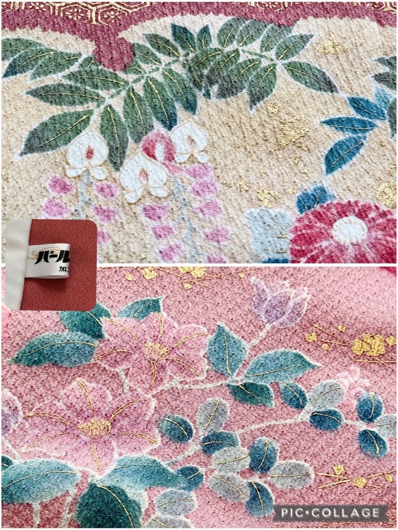 未使用品　振袖フルセット　手差し友禅　刺繍　新品長襦袢　トールサイズ　裄丈70