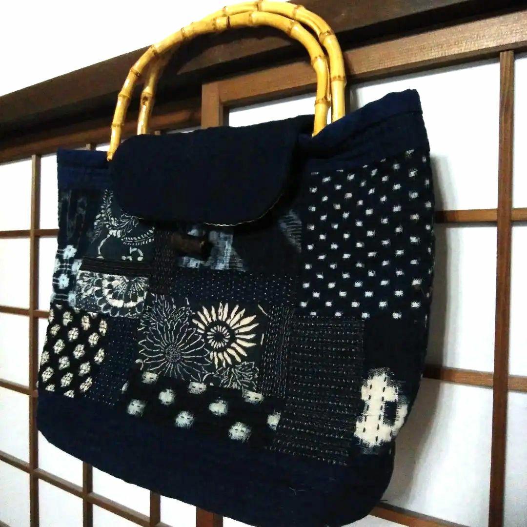 古布刺し子 ボストンバッグ ハンドメイド