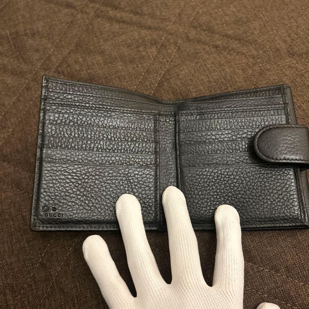 【良品】Gucci ブラックレザー 二つ折り財布