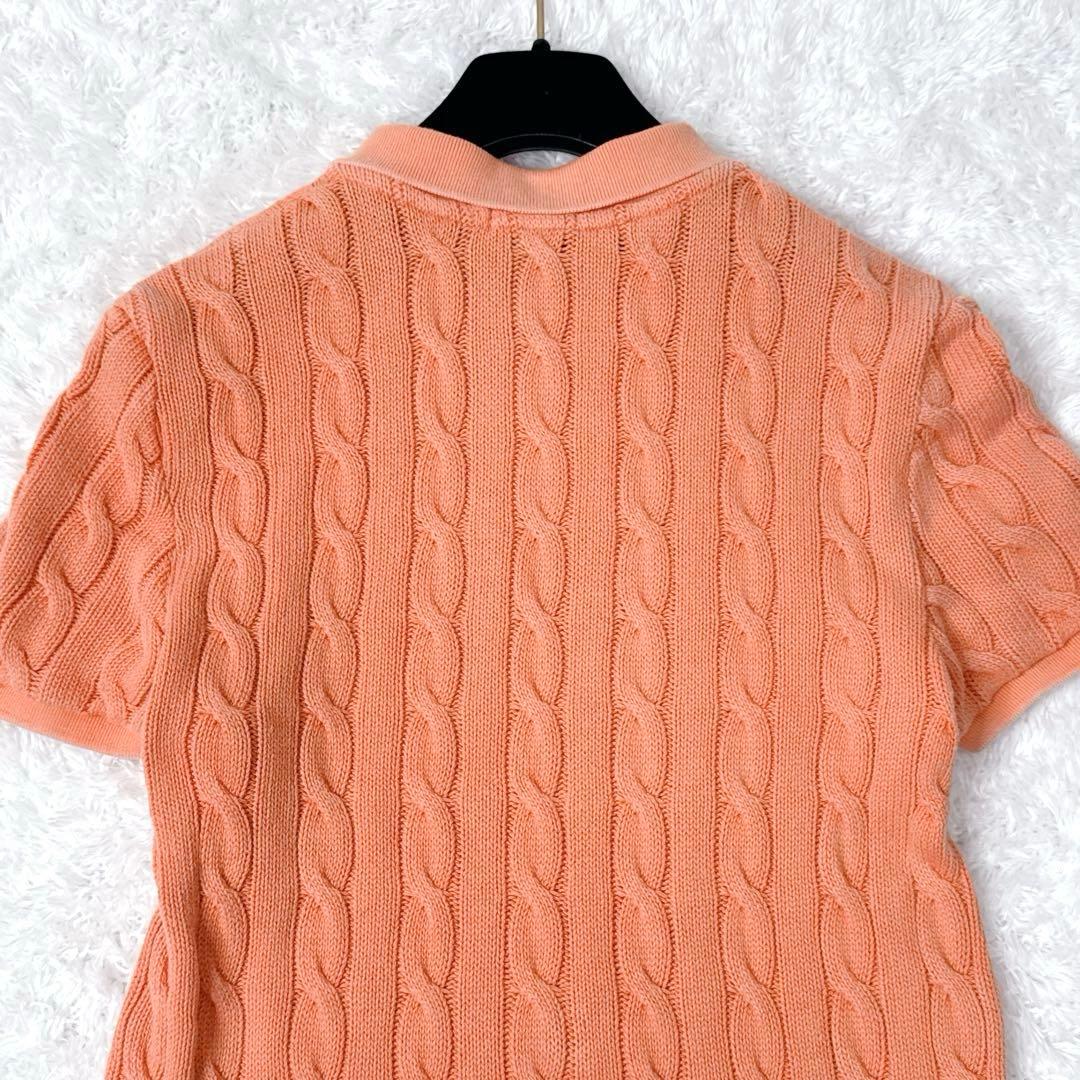 【現行】POLO RALPH LAURENケーブルニットポロシャツ L オレンジ