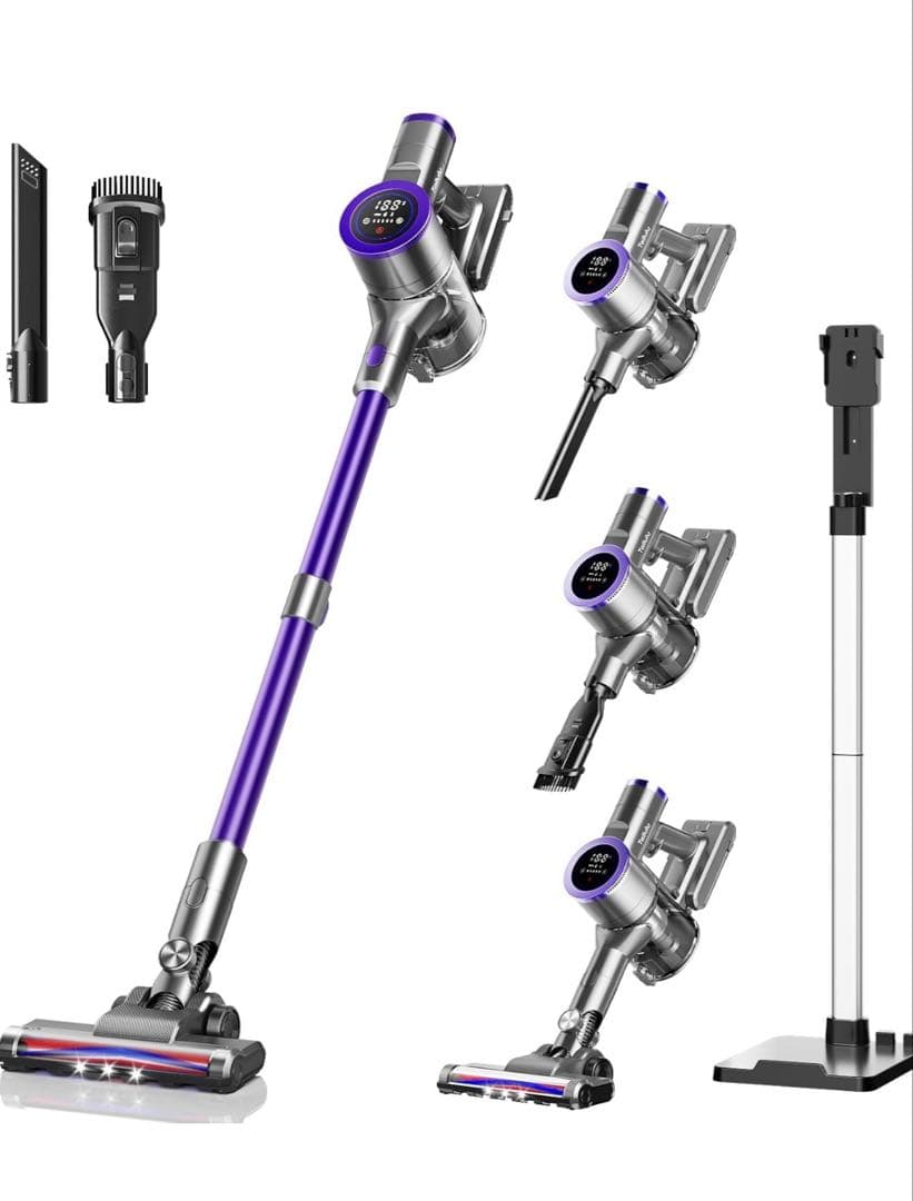 【美品】スティッククリーナー 紫 充電スタンド付き