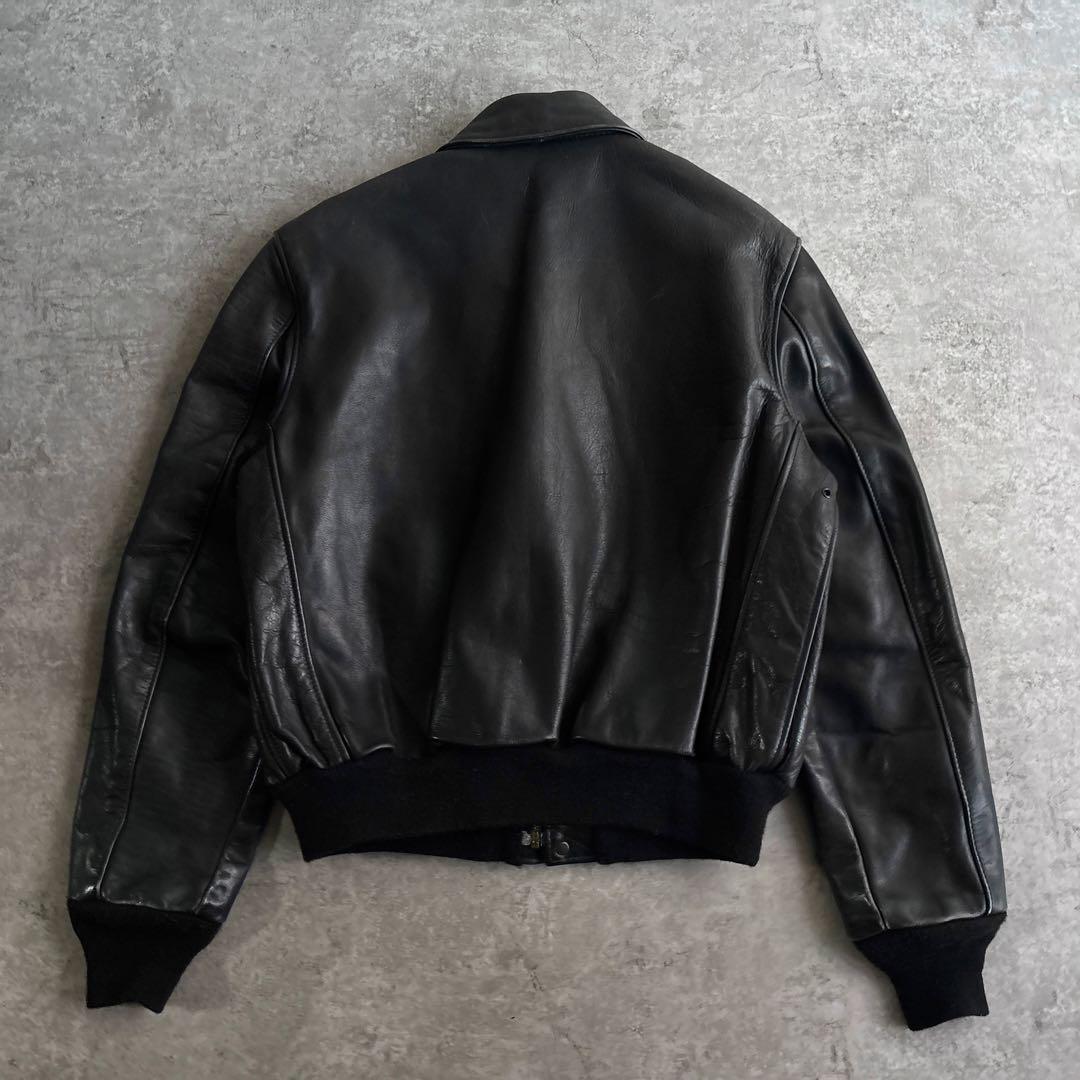 90's■USA製■schott 【L】A-2 フライトジャケット ブラック 黒
