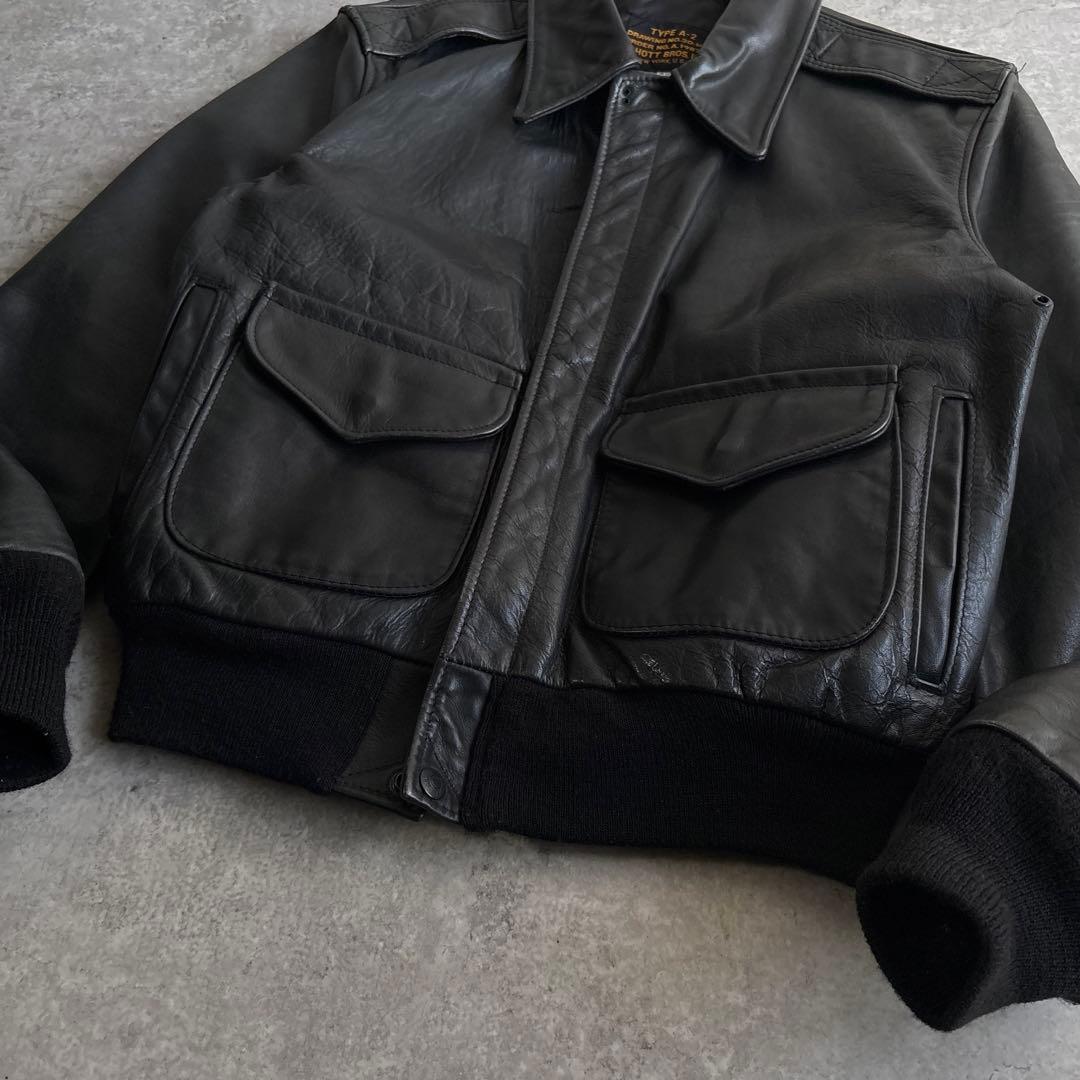 90's■USA製■schott 【L】A-2 フライトジャケット ブラック 黒