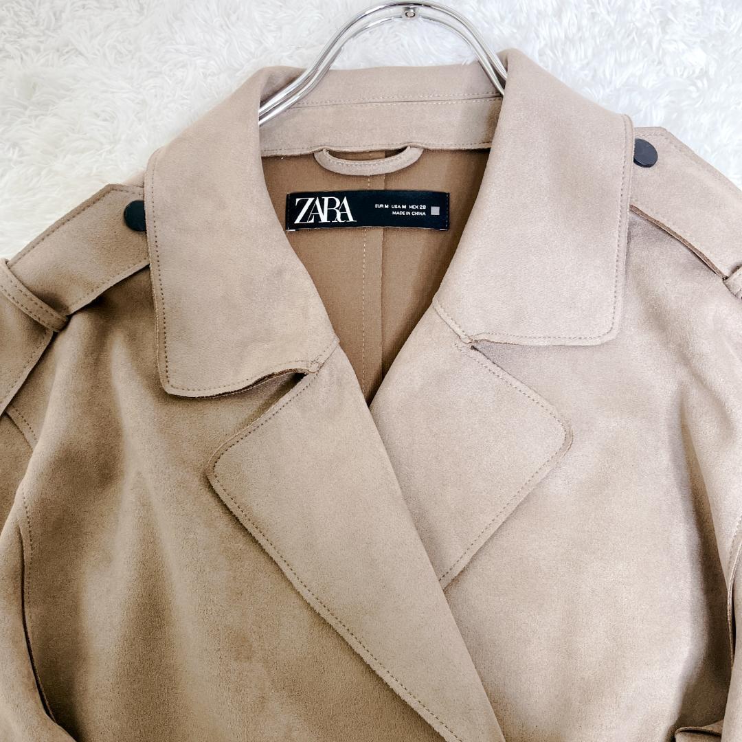 ZARA ザラ ロングコート スエード ベルト ベージュ センターライン