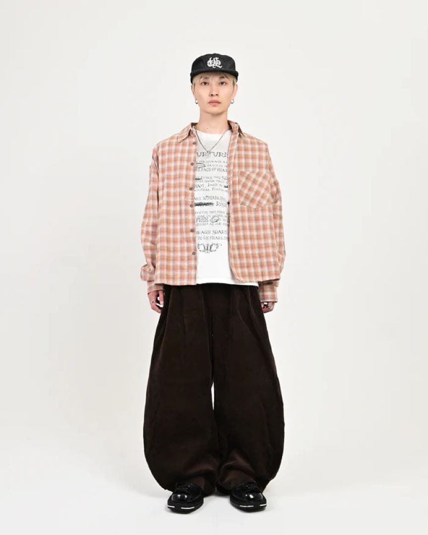 L2099　コーデュロイバルーンパンツ　XL（brown）地底人ONLINE