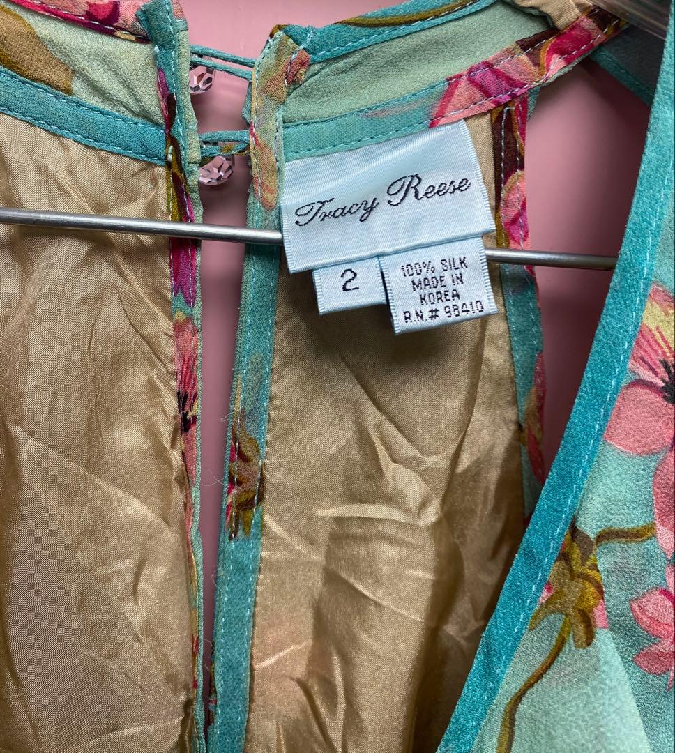 TRACY REESE トレーシーリース シルク花柄ラッフルワンピース