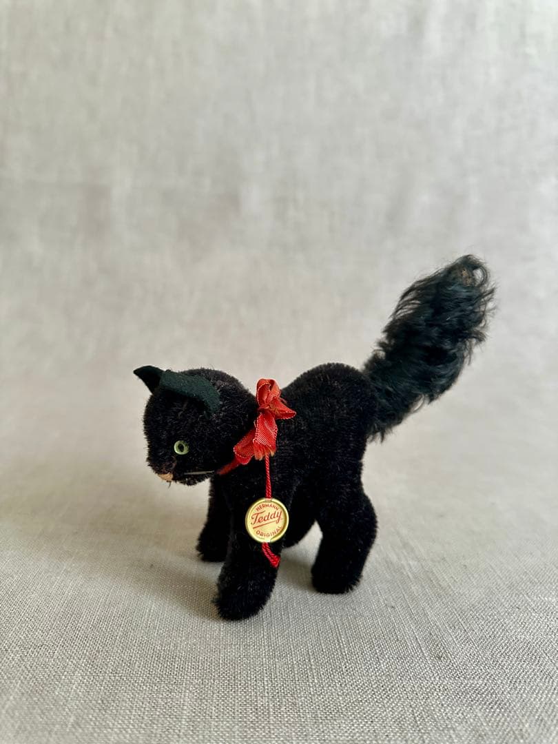 ヘルマン　ブラックキャット　ヴィンテージ　ぬいぐるみ　コレクター　置物　西ドイツ