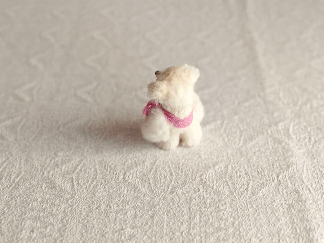 * vintage bear ❀ * もふもふ ピンクリボンの 白クマさん