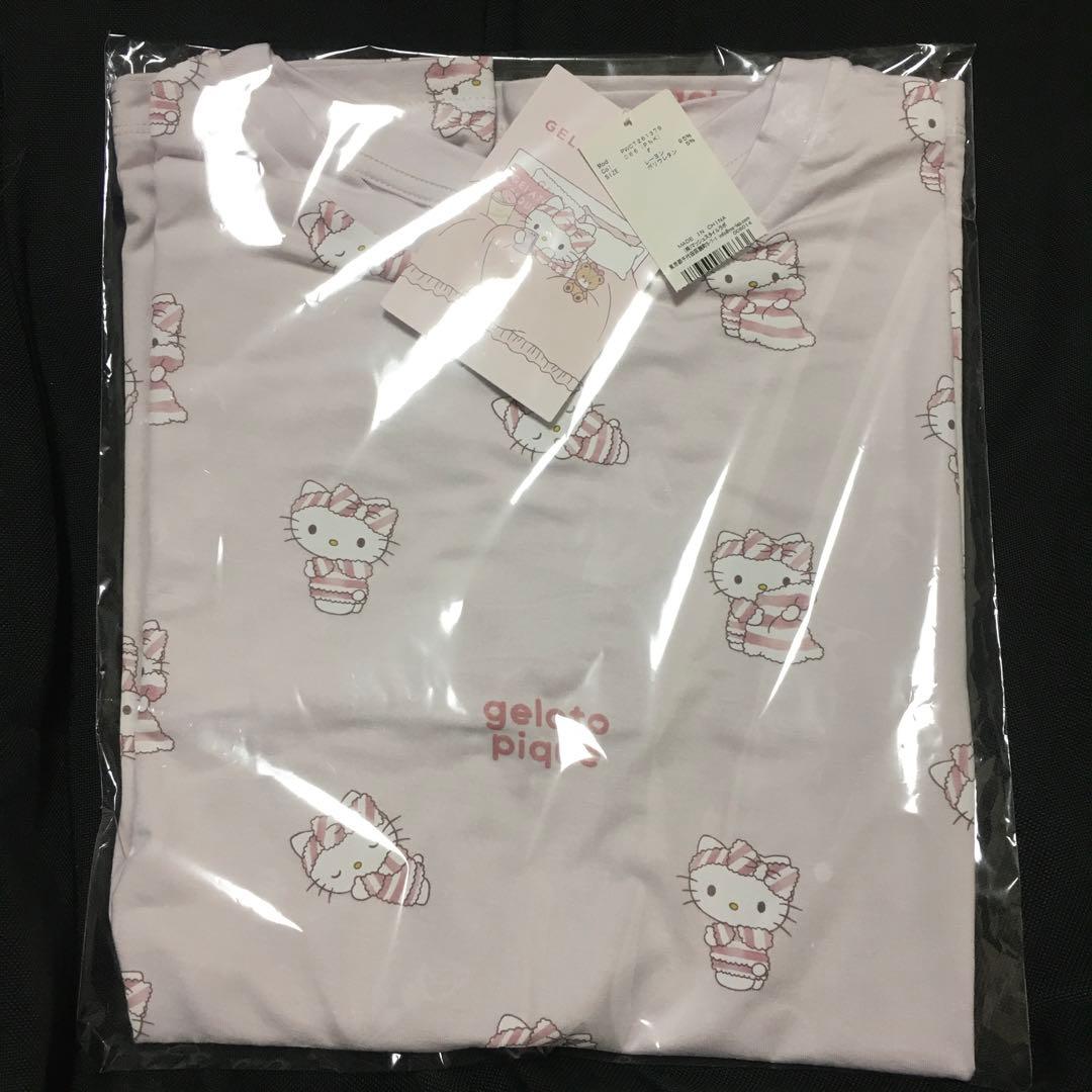 サンリオ ハローキティ　総柄ロングTシャツ　ピンク　ジェラートピケ　ジェラピケ