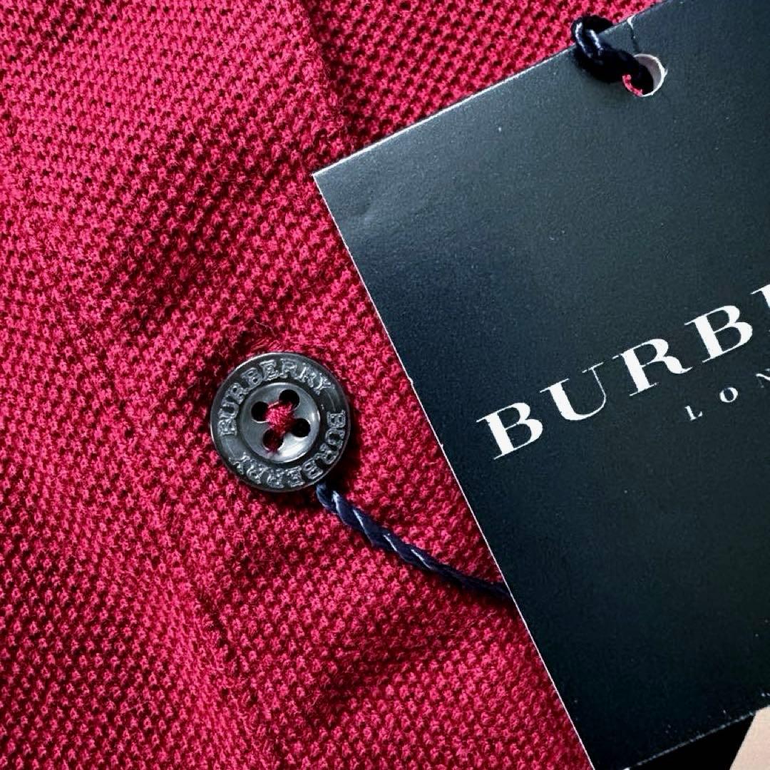 【新品タグ付き】BURBERRY 赤 レディース　半袖 ポロシャツ Lサイズ