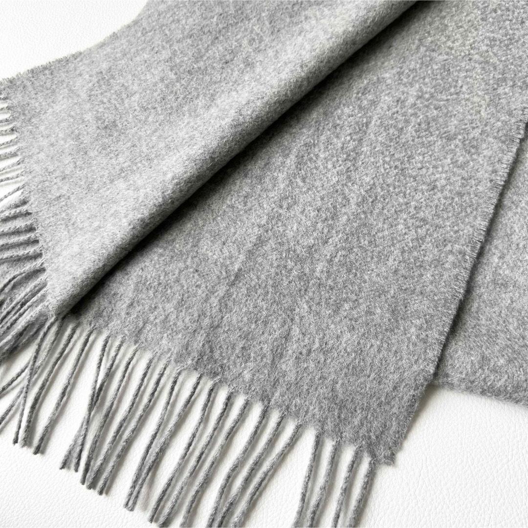 4908【美品】ジョンストンズ　マフラー カシミヤ100％ 無地　グレー