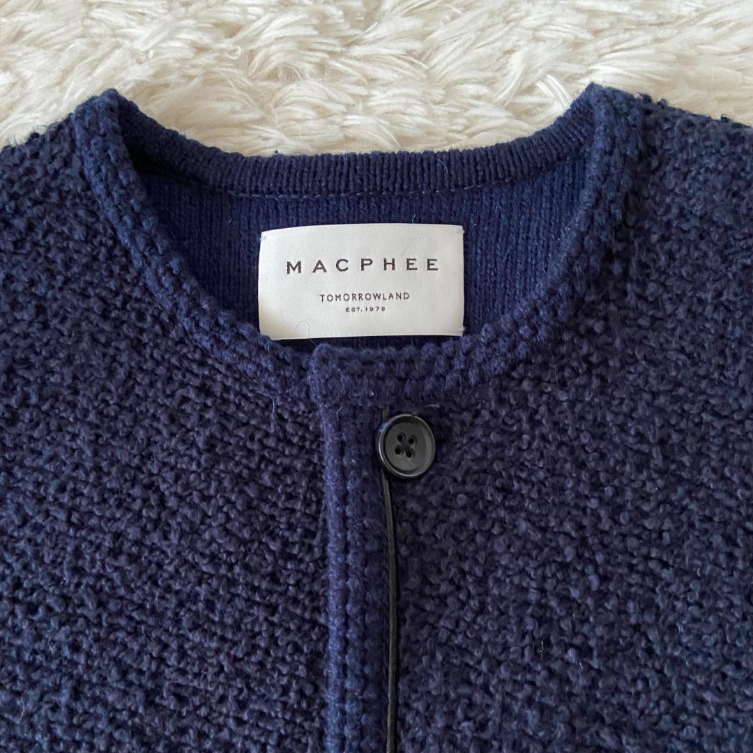 美品　MACPHEE　マカフィー　ウール　パイピング クルーネックカーディガン