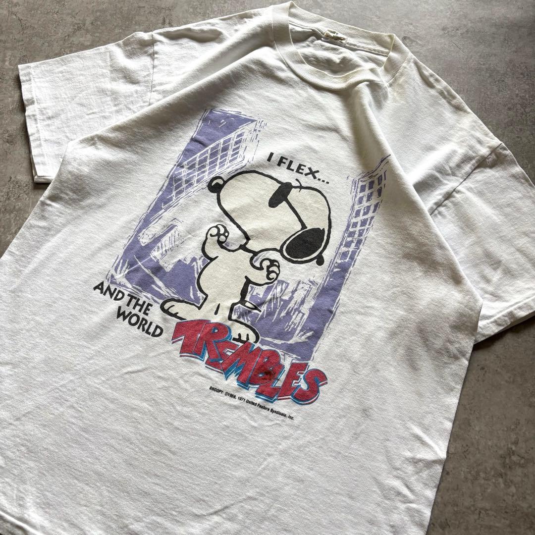 90s ￼ SNOOPY スヌーピー Tシャツ TREMBLES USA製 白L