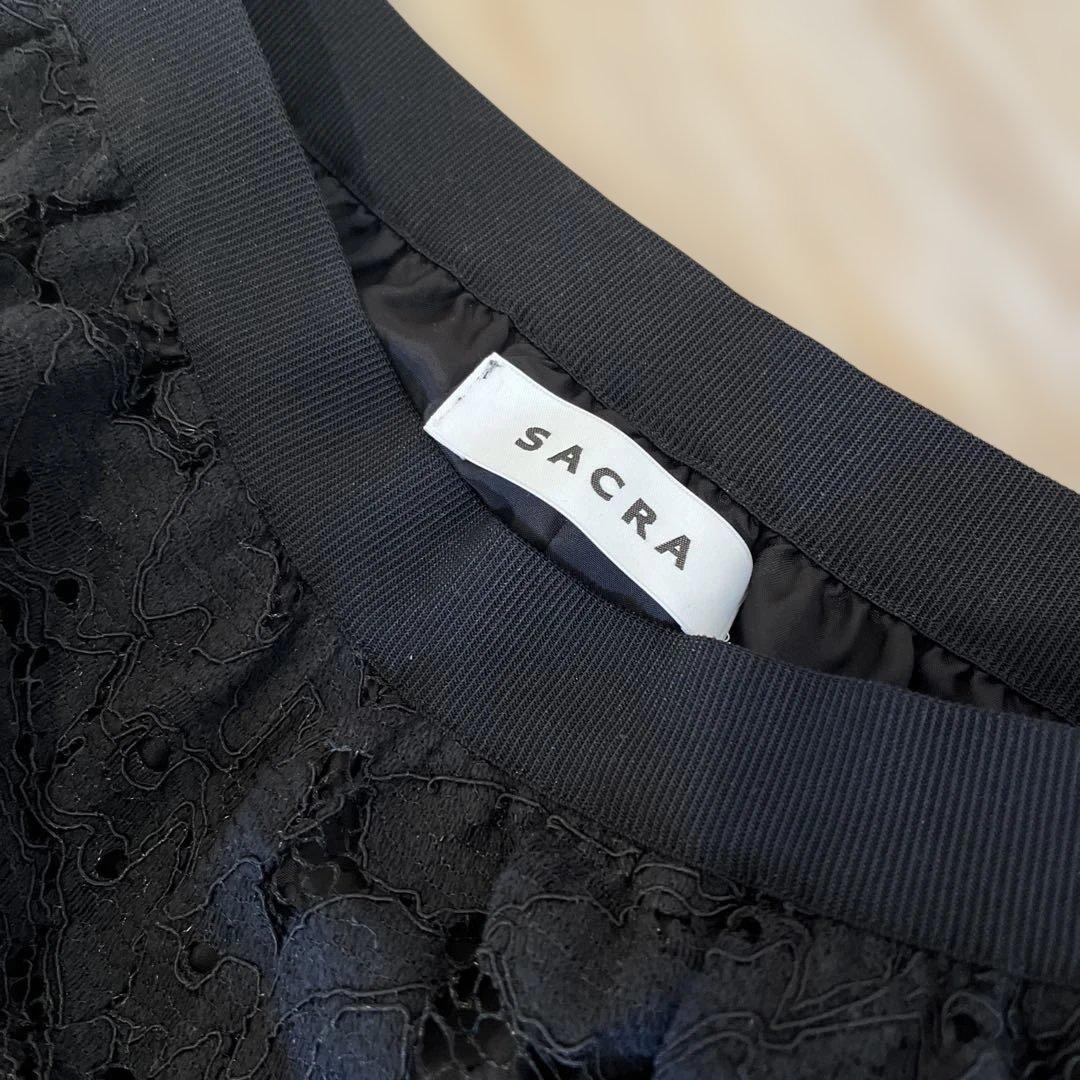 新品SACRA 黒レースタイトロングスカート36