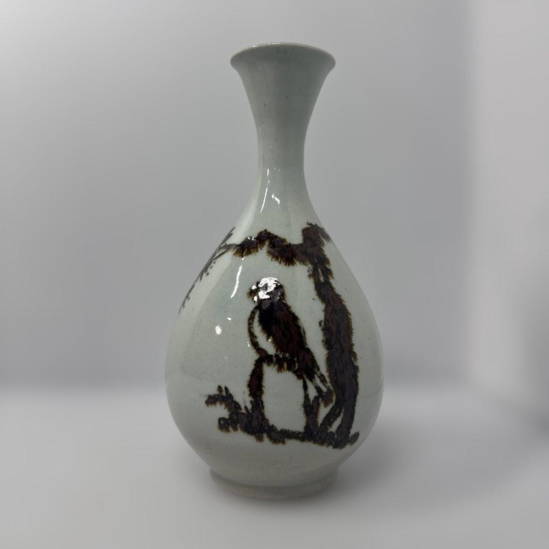 水広陶窯 白磁 鉄絵 徳利 一輪挿し 華道具 花器 花瓶