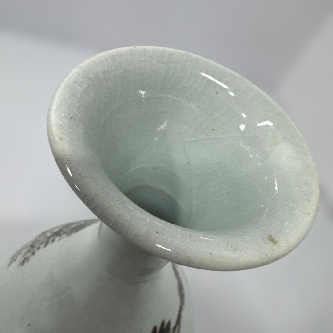 水広陶窯 白磁 鉄絵 徳利 一輪挿し 華道具 花器 花瓶