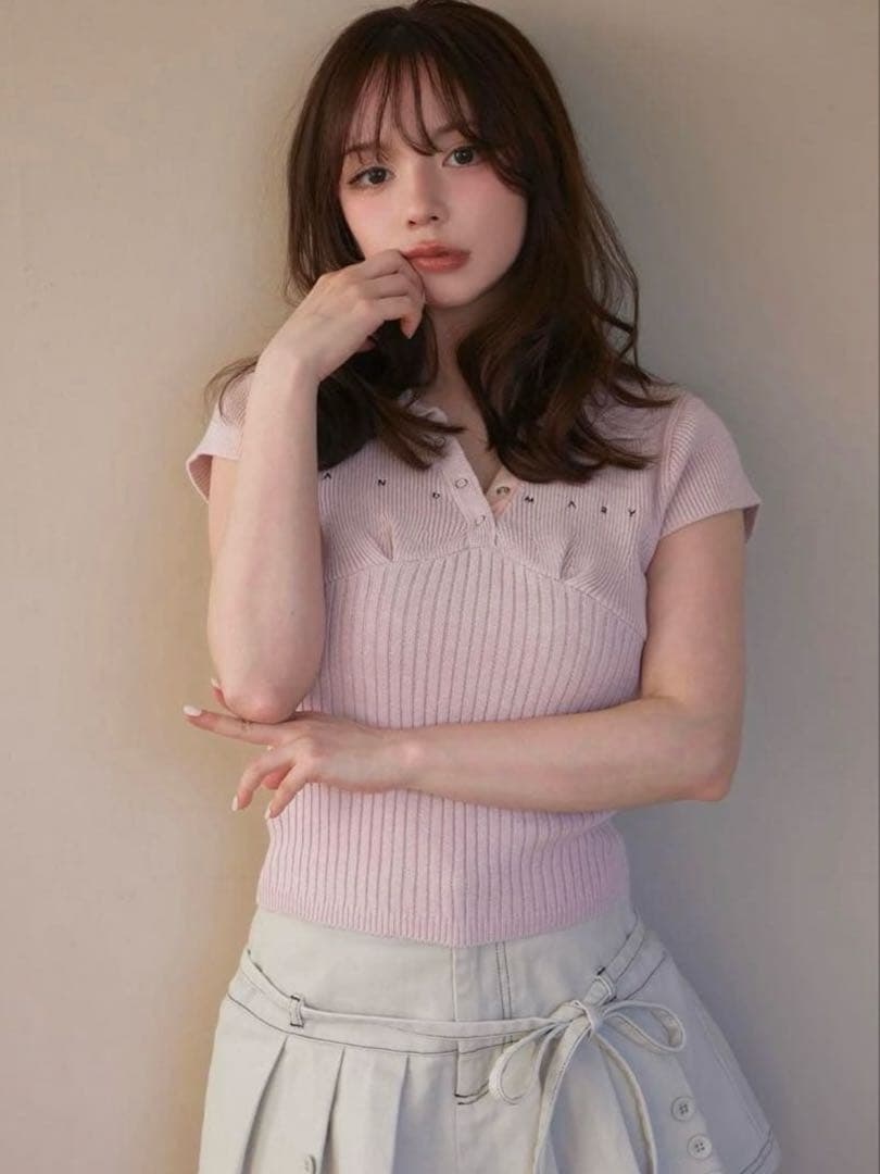 トップス ANDMARY Lindsay logo tops pink