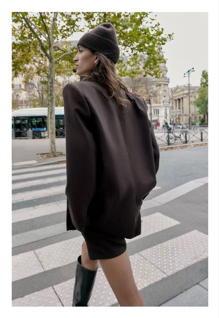 ZARA ダブルブレストオーバーサイズブレザー　M 新品未使用　ブラック