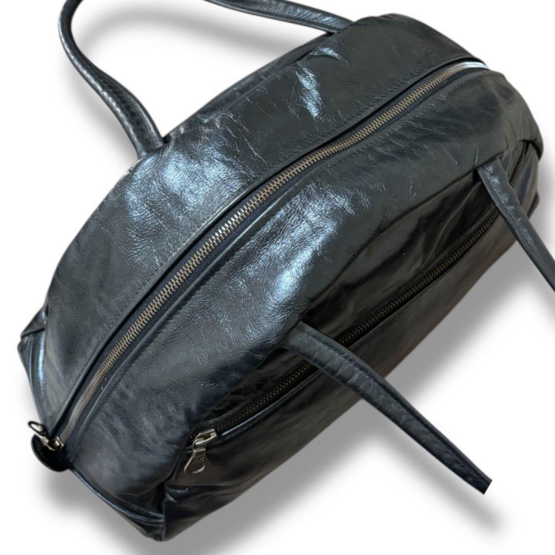 【美品】ジャスエムビーJas-M.B★スモールトラベラーボストンバッグ★本革★黒
