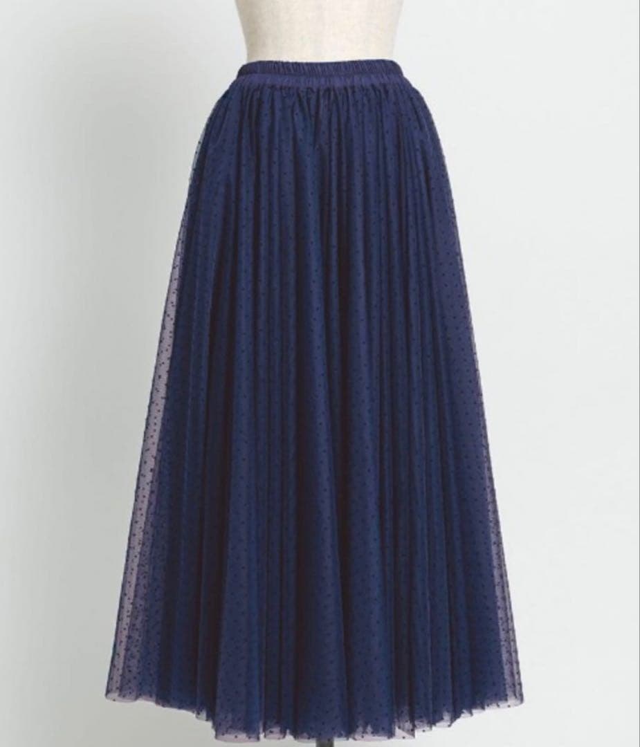 美品♡JENNE ドットチュール　ボリュームスカート ネイビー M