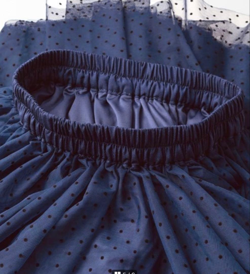 美品♡JENNE ドットチュール　ボリュームスカート ネイビー M