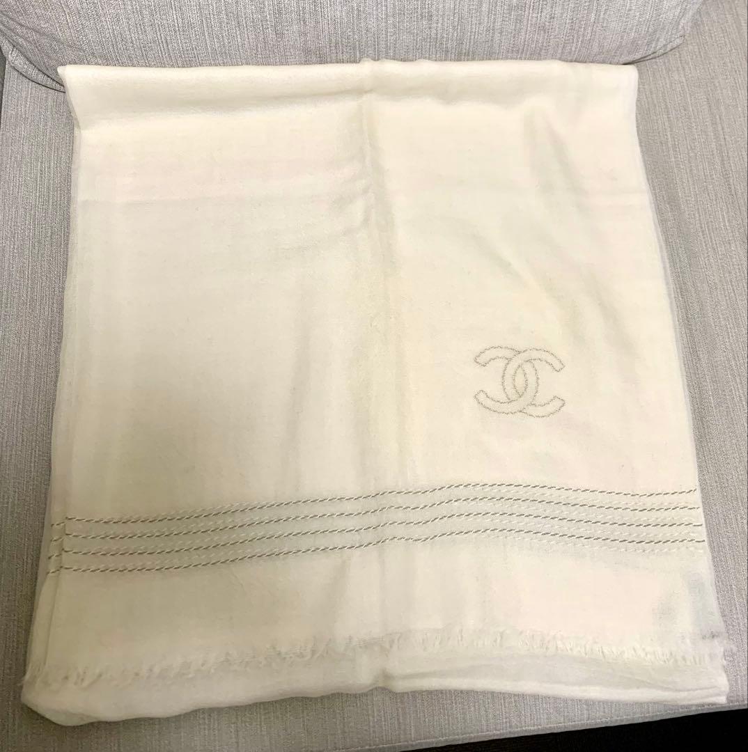 シャネル CHANEL ストール ショール ココマーク チェーン ウール