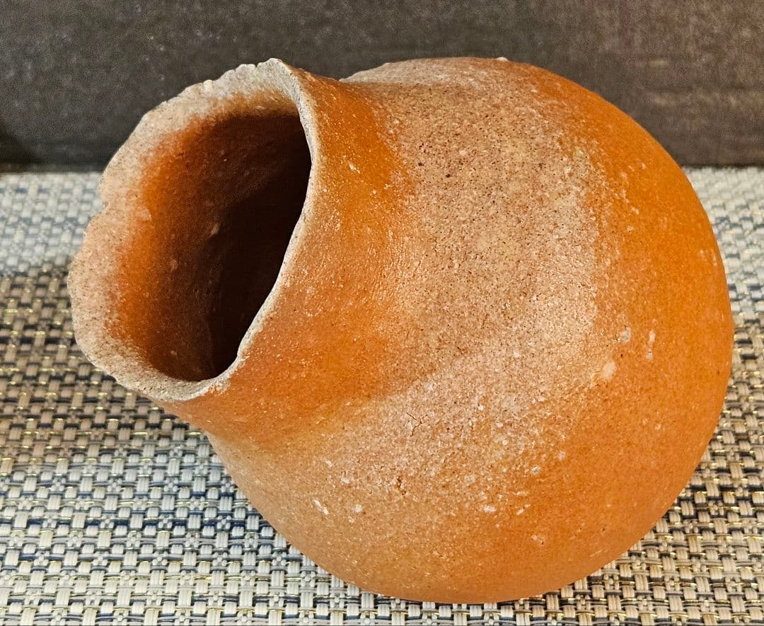 草木窯　竹廣泰介 作 　掌壺　壺　花入　花生 オブジェ　共箱　共布　未使用品❗