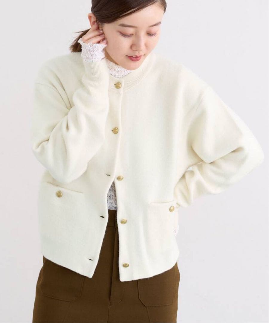 美品 IENA イエナ ダブルフェイス ニットカーディガン 金ボタン ジャケット