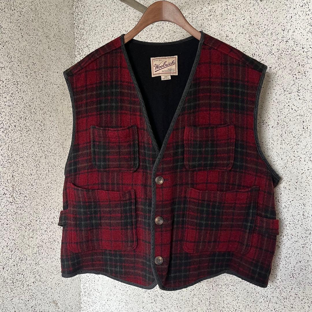 Woolrich チェック柄ベスト アメリカ製 2XLサイズ 【USA製】