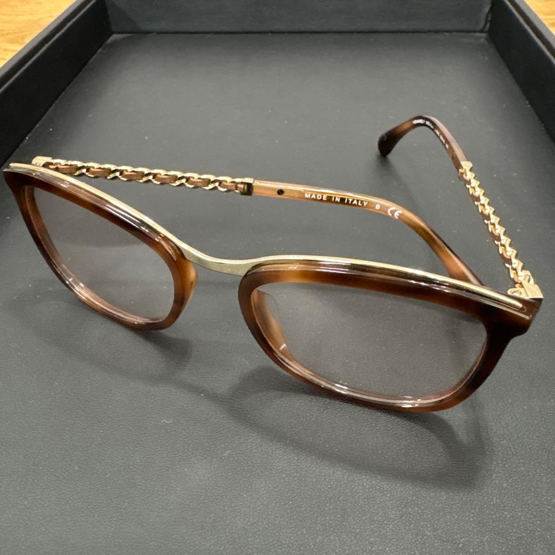 シャネル　CHANEL サングラス　3352QA 　べっ甲調　チェーン
