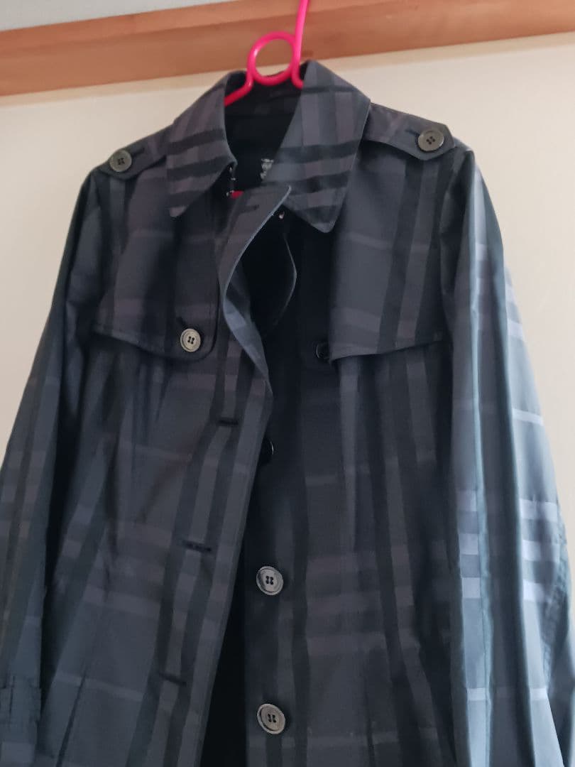 極美品BURBERRYシャドーチェックトレンチコート・スプリングコートXL黒色