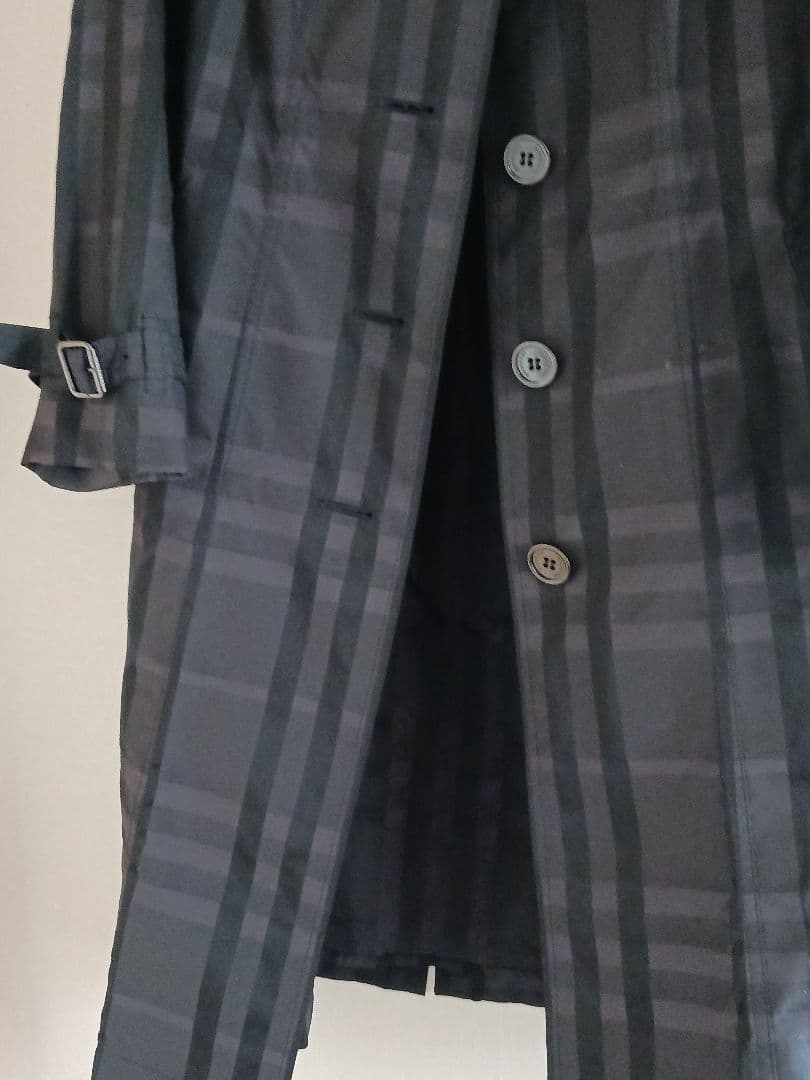 極美品BURBERRYシャドーチェックトレンチコート・スプリングコートXL黒色