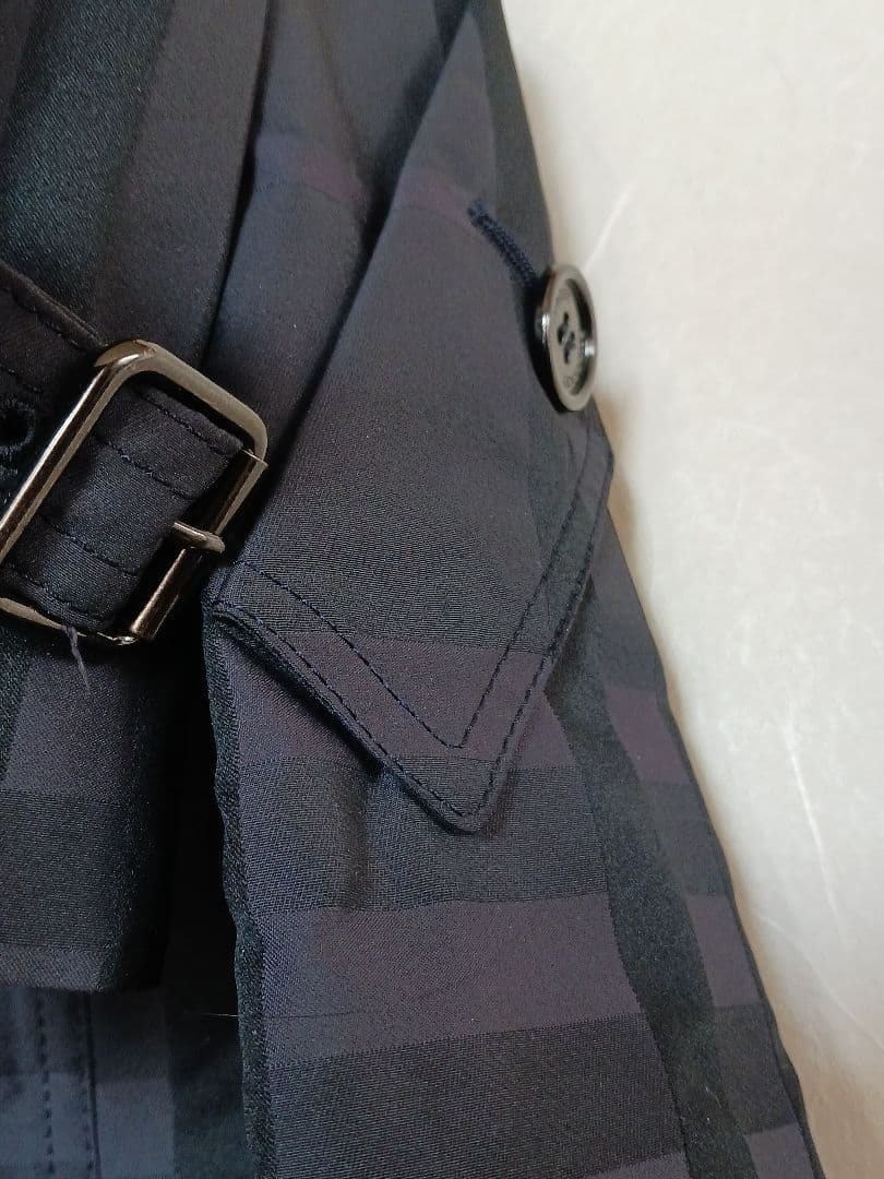 極美品BURBERRYシャドーチェックトレンチコート・スプリングコートXL黒色