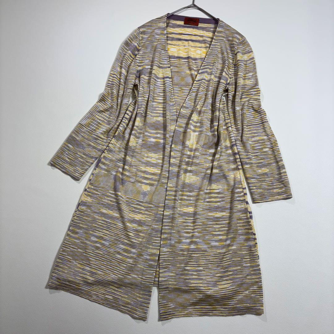 美品 カシミヤ × シルク ミッソーニ オレンジタグ カーディガン 総柄 ロング