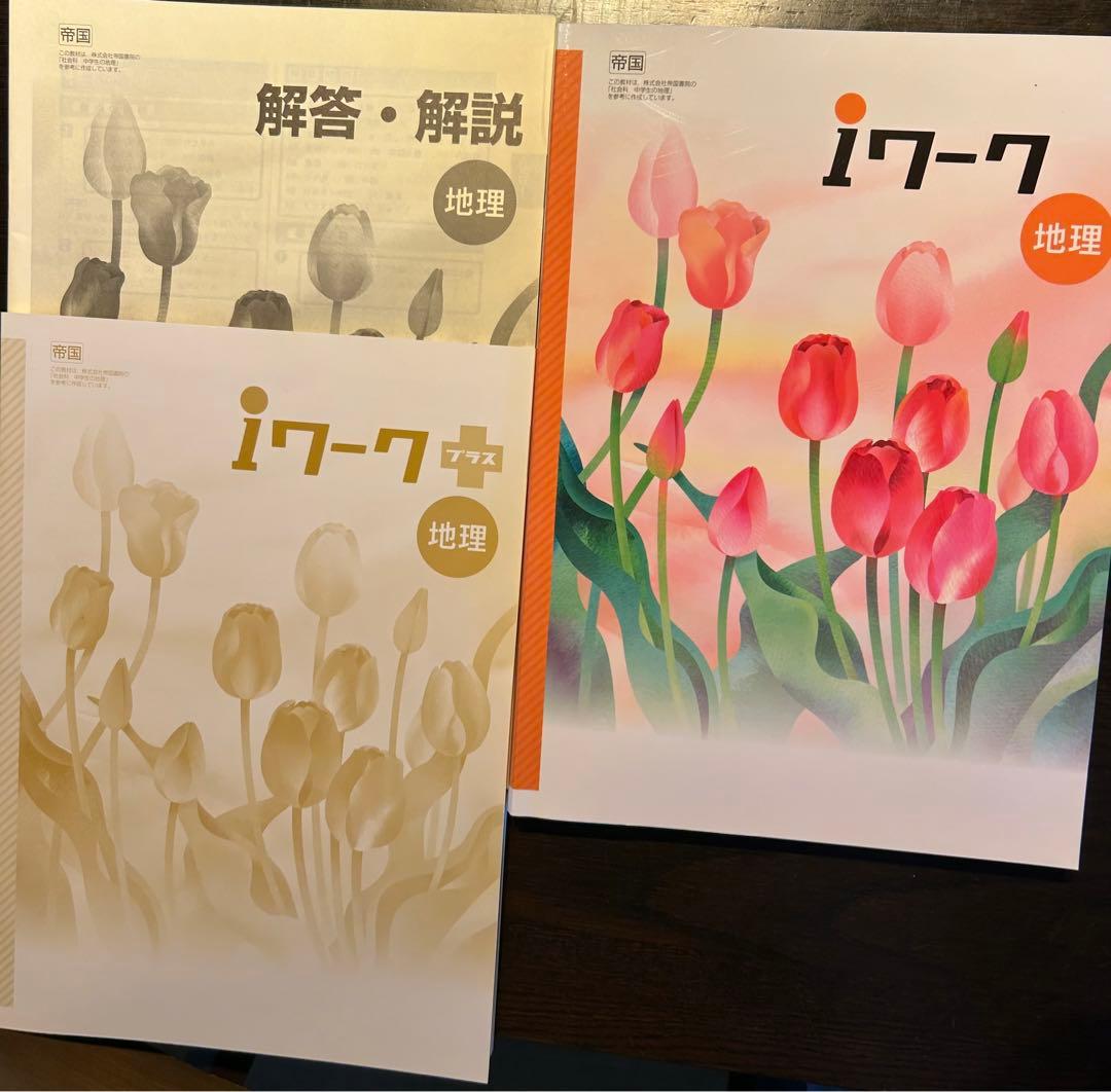 iワーク　中1数学、理科　地理、歴史　四教科セット！解答・解説、iワークプラス付