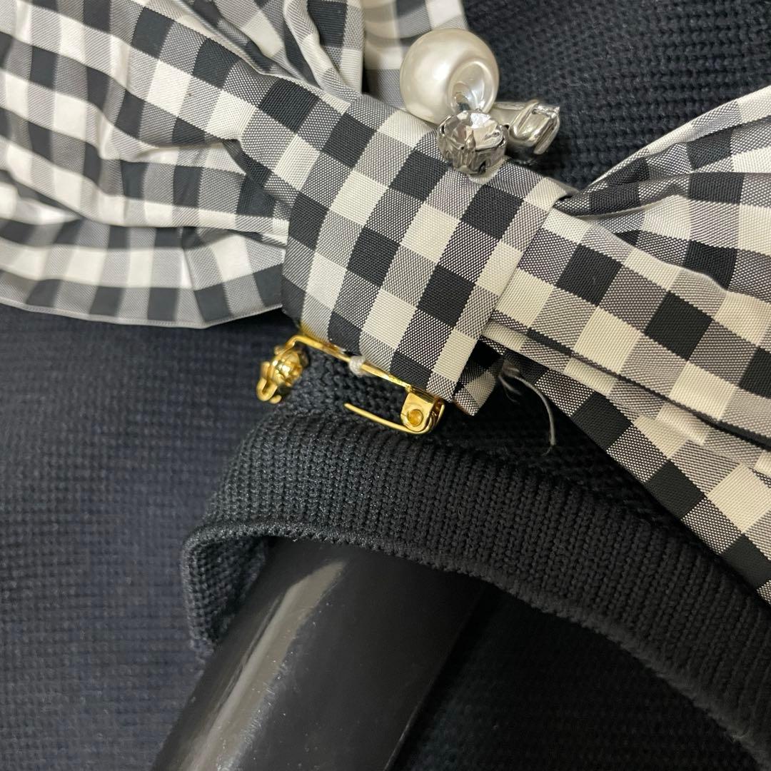 新品　Chesty チェスティ　ギンガムチェックリボン　フレア　ニットワンピース