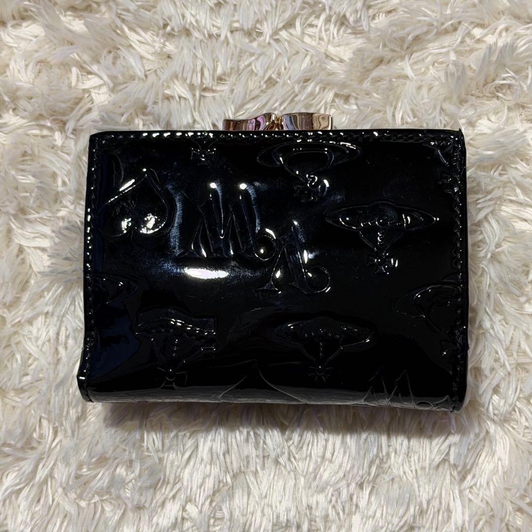Vivienne Westwood ブラック三つ折り財布 エナメル がま口