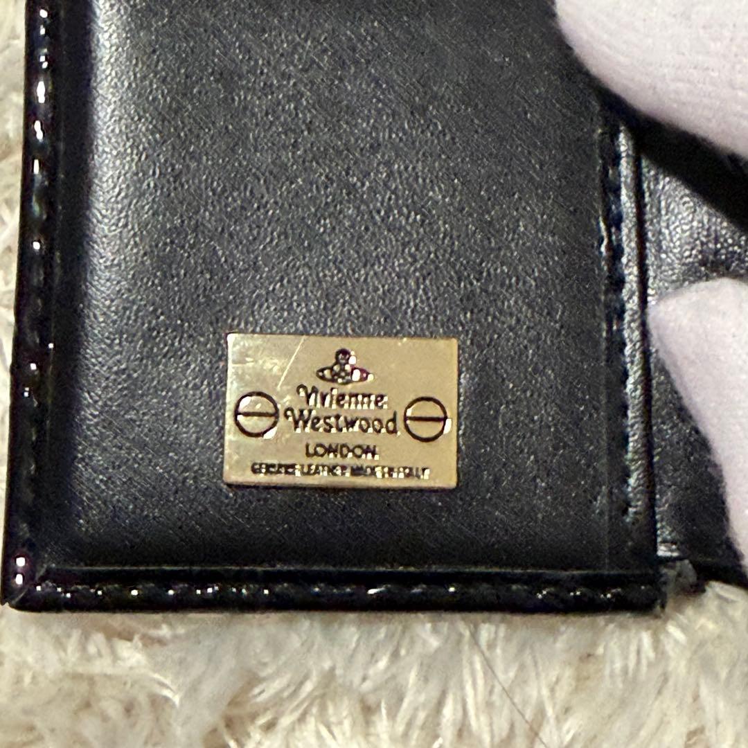 Vivienne Westwood ブラック三つ折り財布 エナメル がま口