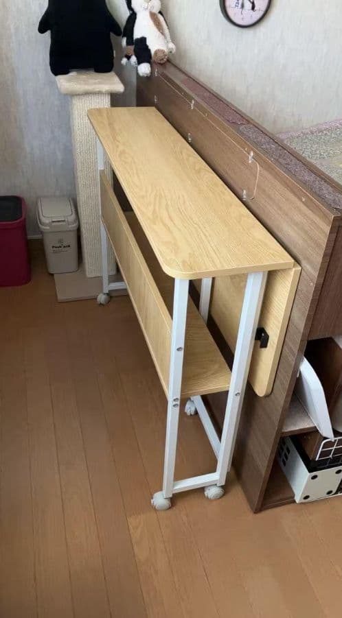 ホワイト ベージュ 折りたたみ式パソコンデスク幅100×奥行58×高さ75cm