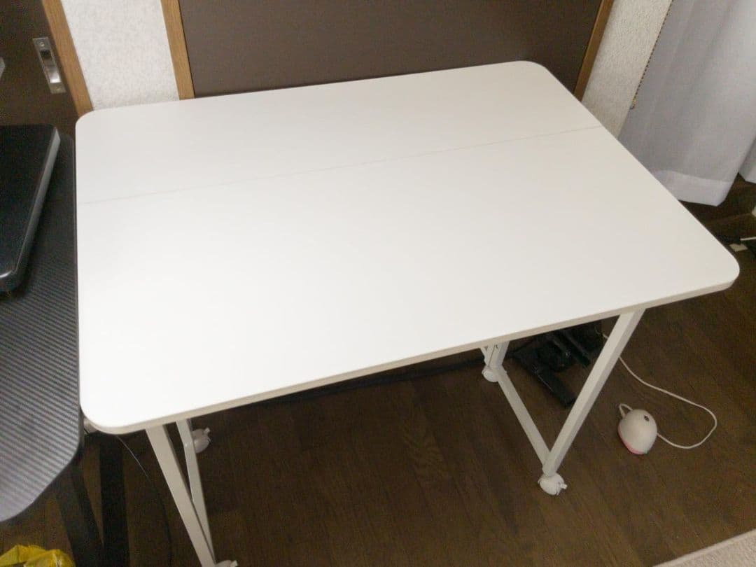 ホワイト ベージュ 折りたたみ式パソコンデスク幅100×奥行58×高さ75cm