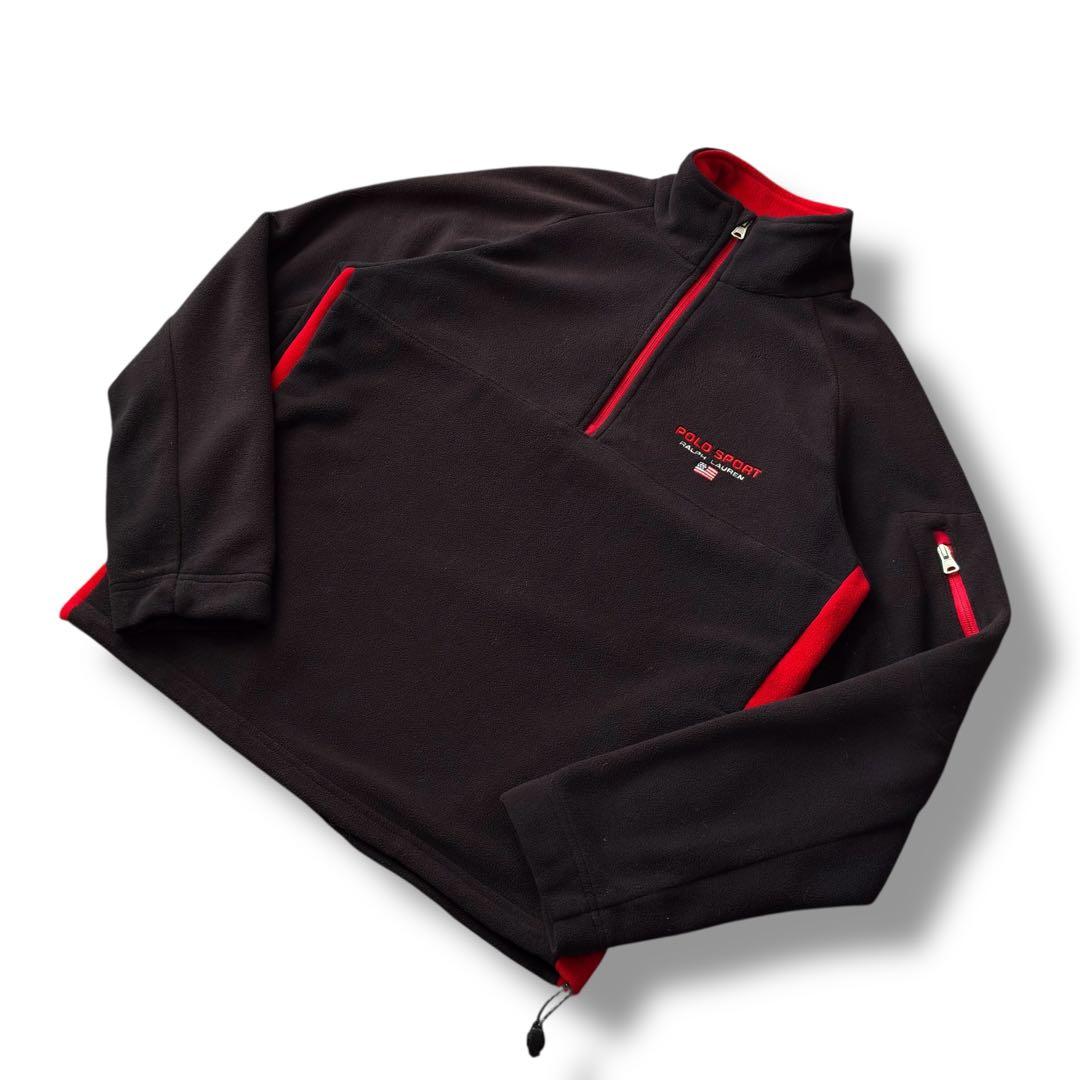 90s POLO SPORT“ブラック“フリース プルオーバー ラルフローレン