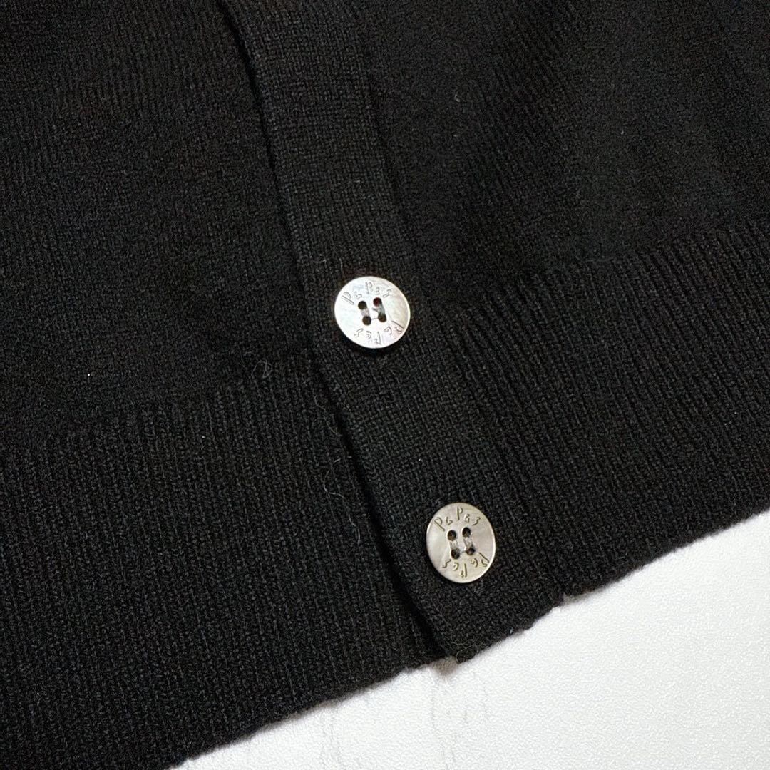 美品✨パパス　ウールニットベスト　黒　Lサイズ　　貝ボタン