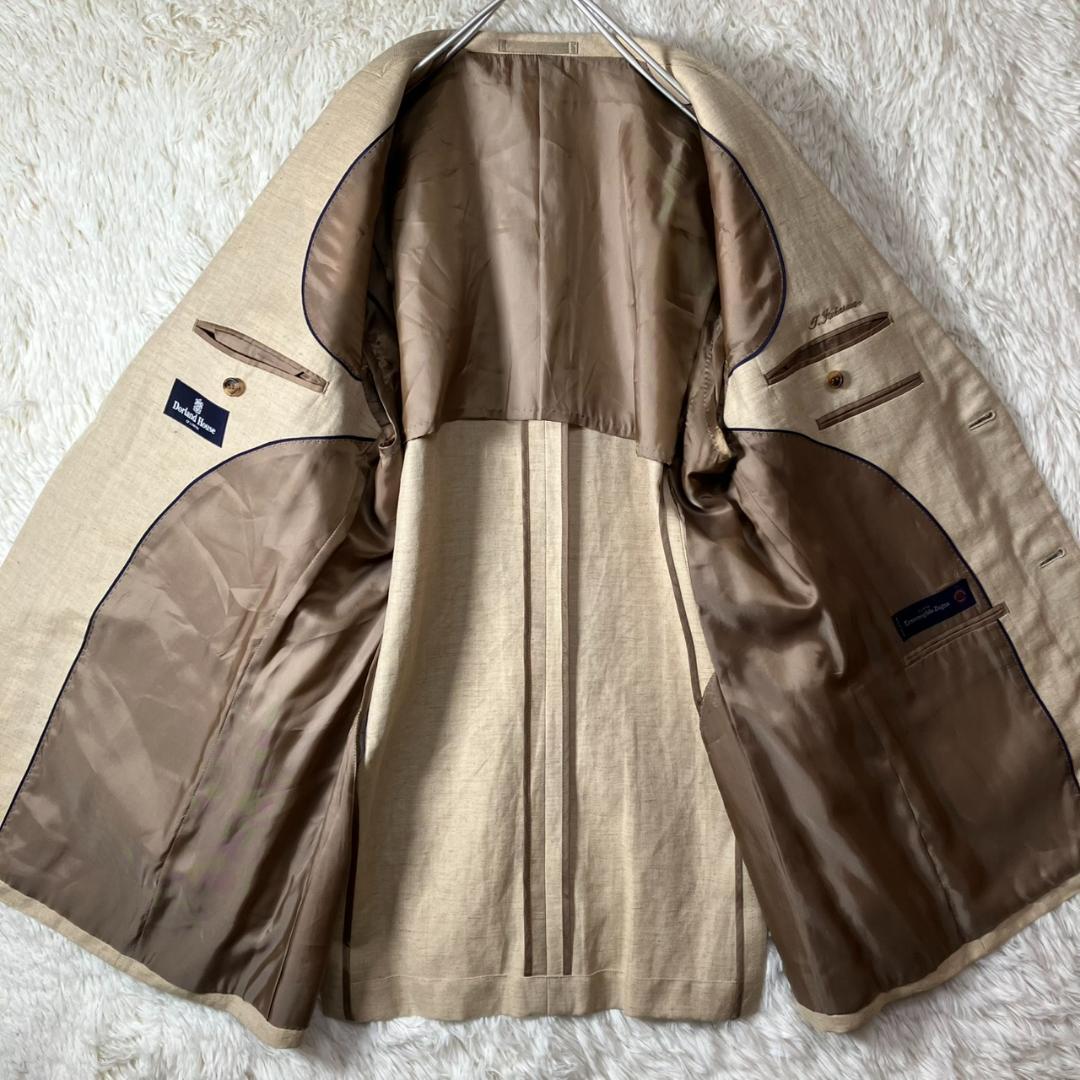 美品 Zegna ゼニア テーラードジャケット リネン 麻 ベージュ XL相当