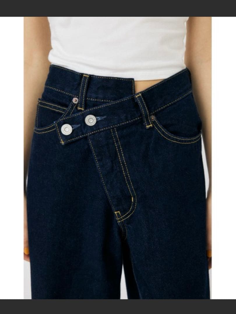 MOUSSY CROSS WAIST WIDE STRAIGHT デニムパンツ0